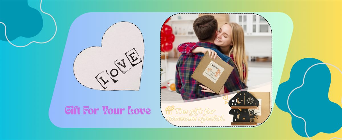Gift for your love — a couple holding the printed Pracaniz box, with a heart reading love and the line the gift for someone special